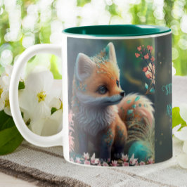 Niedlicher Orange Fox Bleibe Clever & Sip auf Pers Zweifarbige Tasse