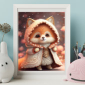 Niedlicher Orange Fox in einem Gewand Art Kinderzi Poster