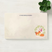 Niedlicher Orange Fox mit einem grünen Kranz und H Post-it Klebezettel (Büro)