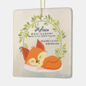 Niedlicher Orange Fox mit grünen Blätter Wreath Bi Keramikornament (Links)