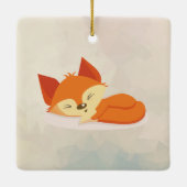 Niedlicher Orange Fox mit grünen Blätter Wreath Bi Keramikornament (Rückseite)