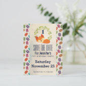 Niedlicher Orange Fox mit Kraut Save the Date Postkarte (Stehend Vorderseite)