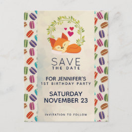 Niedlicher Orange Fox mit Kraut Save the Date Postkarte