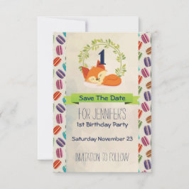 Niedlicher Orange Fox mit Wreath zum Geburtstag Save The Date