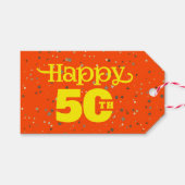 NIEDLICHER ORANGE-Geburtstag Geschenkanhänger (Vorderseite (Horizontal))