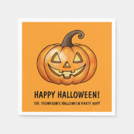 Niedlicher Orange Halloween-Kürbis mit benutzerdef Serviette