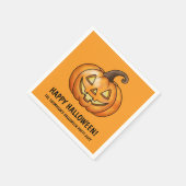 Niedlicher Orange Halloween-Kürbis mit benutzerdef Serviette (Ecke)