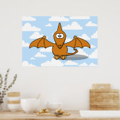 Niedlicher Orange PterodactylCartoon Poster (Küche)