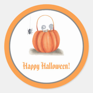 Niedlicher Orange Pumpkin Trick oder Treat Hallowe Runder Aufkleber