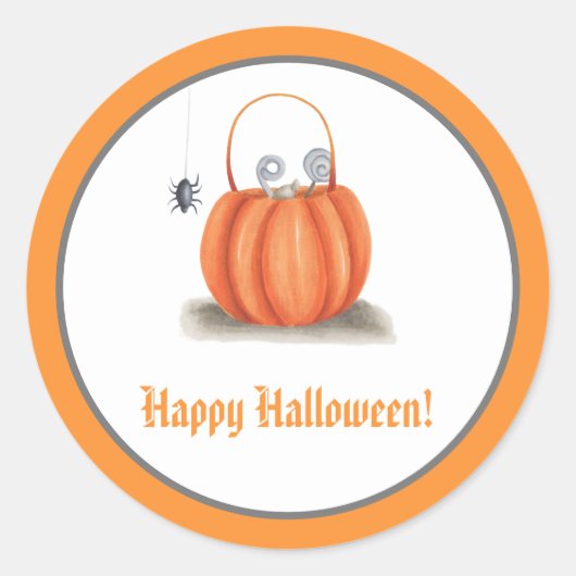 Niedlicher Orange Pumpkin Trick oder Treat Hallowe Runder Aufkleber (Vorderseite)