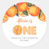 Niedlicher Orange-Rundsticker zum ersten Geburtsta Runder Aufkleber (Vorderseite)