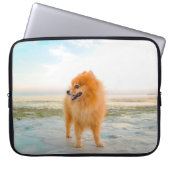 Niedlicher Orange-Spitz am Strand Laptopschutzhülle (Vorderseite)