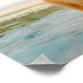 Niedlicher Orange Spitz in Sand am Strand Poster (Ecke)