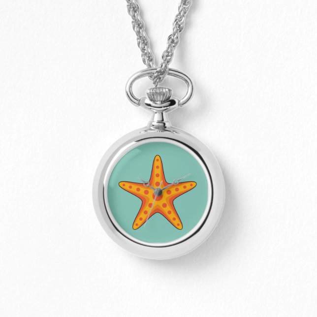 Niedlicher Orange Starfish Cartoon Armbanduhr (Vorderseite)