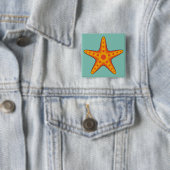 Niedlicher Orange Starfish Cartoon Button (Beispiel)