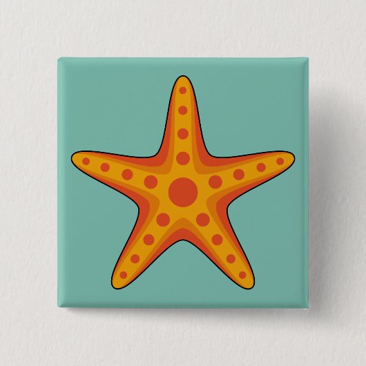 Niedlicher Orange Starfish Cartoon Button (Vorderseite)