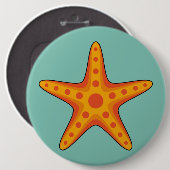 Niedlicher Orange Starfish Cartoon Button (Vorne & Hinten)