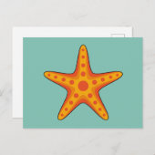 Niedlicher Orange Starfish Cartoon Feiertagspostkarte (Vorne/Hinten)
