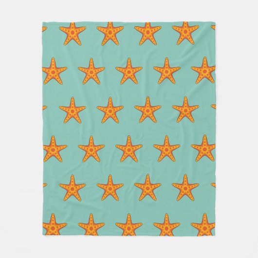 Niedlicher Orange Starfish Cartoon Fleecedecke (Vorderseite)