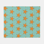 Niedlicher Orange Starfish Cartoon Fleecedecke (Vorderseite (Horizontal))