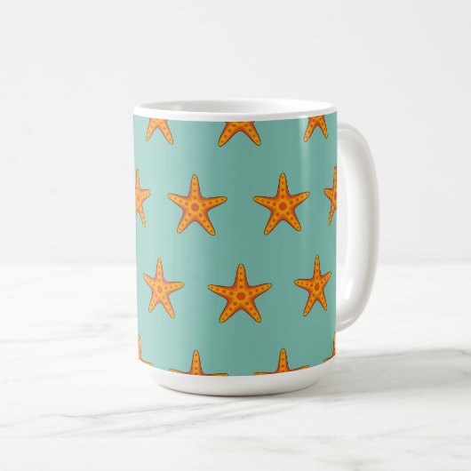 Niedlicher Orange Starfish Cartoon Kaffeetasse (VorderseiteRechts)