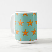 Niedlicher Orange Starfish Cartoon Kaffeetasse (Vorderseite Links)