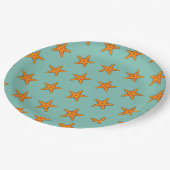 Niedlicher Orange Starfish Cartoon Pappteller (Schrägansicht)