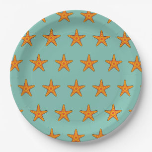 Niedlicher Orange Starfish Cartoon Pappteller