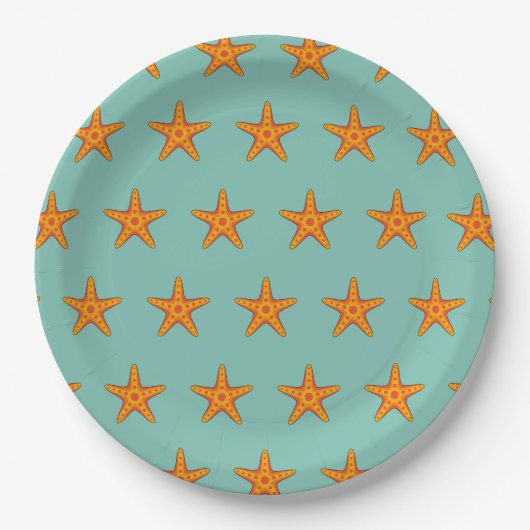 Niedlicher Orange Starfish Cartoon Pappteller (Vorderseite)