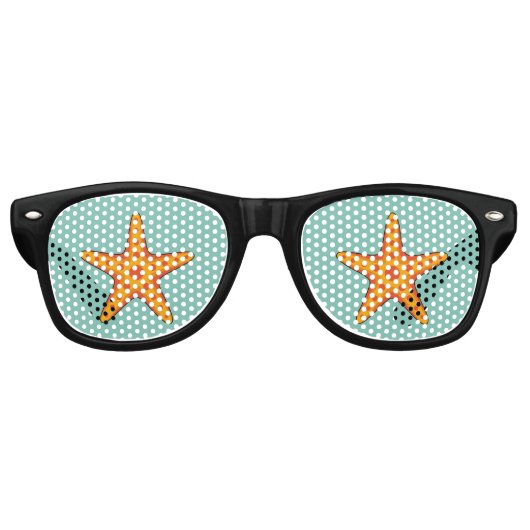 Niedlicher Orange Starfish Cartoon Partybrille (Vorderseite)