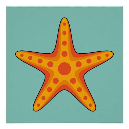 Niedlicher Orange Starfish Cartoon Poster (Vorderseite)