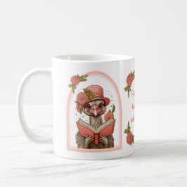 Niedlicher Orange Strauß Reading a Book Illustrati Kaffeetasse