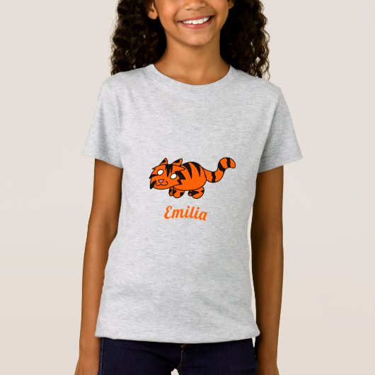 Niedlicher Orange Tiger Cartoon Zeichnend T - Shir T-Shirt (Vorderseite)