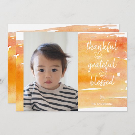 Niedlicher Orangefarbener AhornblätterErntedank Einladung (Vorne/Hinten)