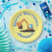 Niedlicher orangefarbener Baggergräber Cartoon per Pappteller (Party)