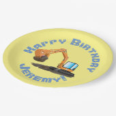 Niedlicher orangefarbener Baggergräber Cartoon per Pappteller (Schrägansicht)