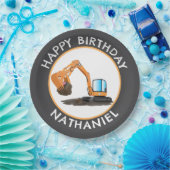 Niedlicher orangefarbener Baggergräber Cartoon per Pappteller (Party)