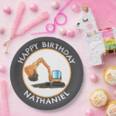 Niedlicher orangefarbener Baggergräber Cartoon per Pappteller (Party)