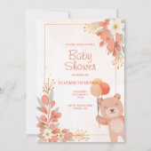 Niedlicher Orangefarbener Bär Einladung (Vorderseite)