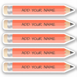 Niedlicher orangefarbener Bleistift-Name für Vinyl Aufkleber
