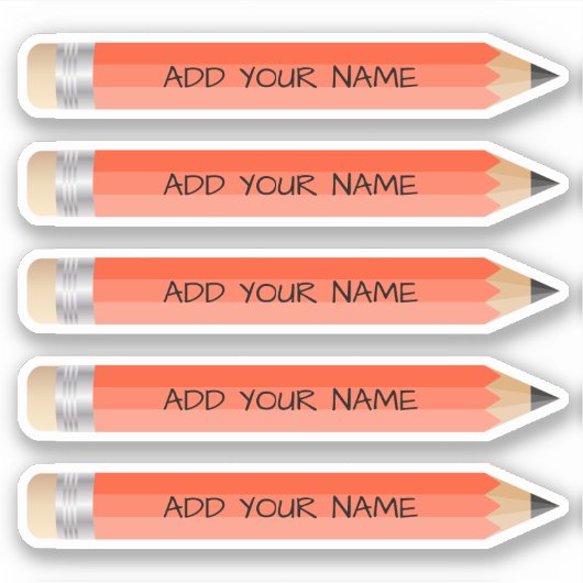 Niedlicher orangefarbener Bleistift-Name für Vinyl Aufkleber (Vorderseite)
