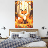 Niedlicher orangefuchs im herbstlichen Wald Baumsc Leinwanddruck (Insitu (Schlafzimmer))