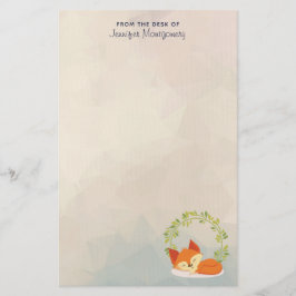 Niedlicher Orangenfox mit grünem Blätter Kranz Briefpapier