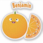 Niedlicher Orangenfrucht-Cartoon Aufkleber (Vorderseite)