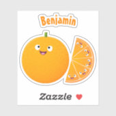 Niedlicher Orangenfrucht-Cartoon Aufkleber (Blatt)