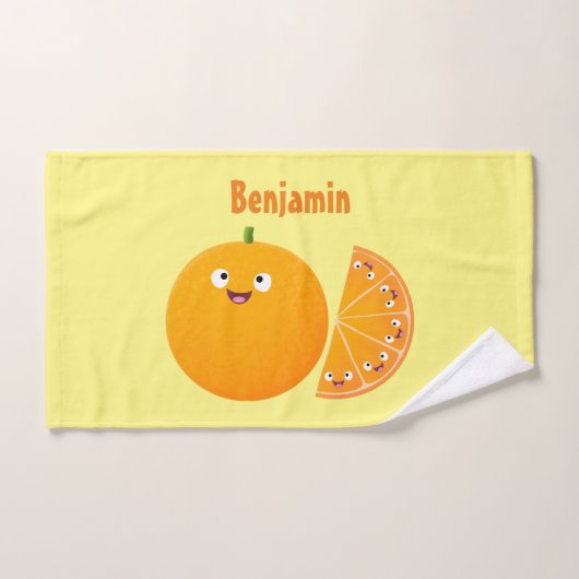 Niedlicher Orangenfrucht-Cartoon Badhandtuch Set (Handtuch)