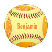 Niedlicher Orangenfrucht-Cartoon Baseball (Vorderseite)