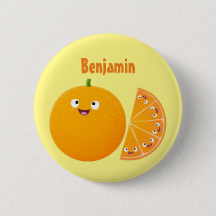 Niedlicher Orangenfrucht-Cartoon Button