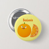 Niedlicher Orangenfrucht-Cartoon Button (Vorne & Hinten)