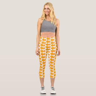 Niedlicher Orangenfrucht-Cartoon Capri Leggings